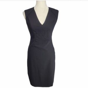 REBECCA TAYLOR black sleeveless sheath V-neck work dress size 2
